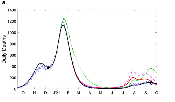 model projections of daily deaths