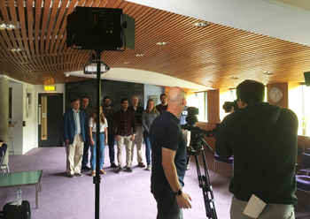 Filming at the Centre for Mathematical Sciences in Cambridge