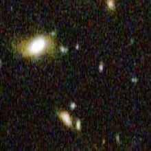 [IMAGE: The same galaxies distorted]