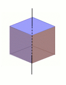 A cube and an axis of rotation