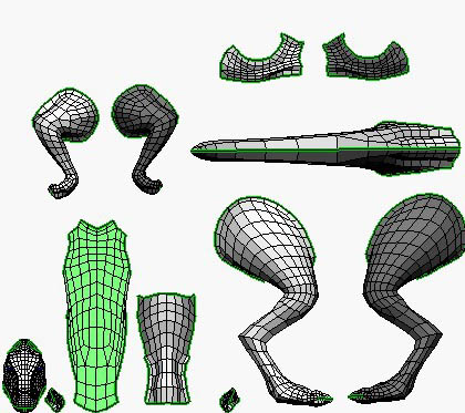 The sliced up model ready to be flattened.