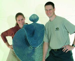 Osinga and Krauskopf with their crocheted model of the Lorenz manifold