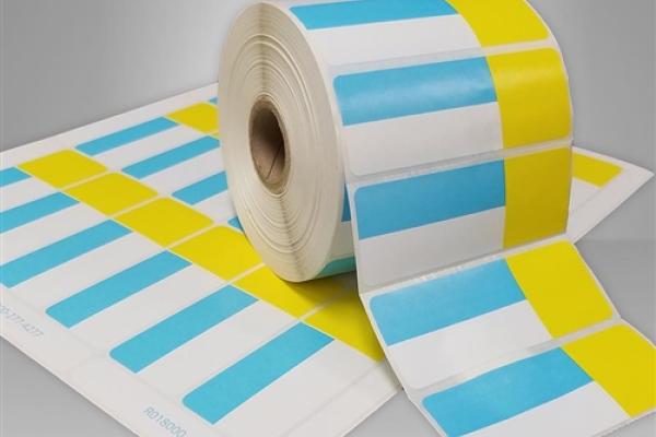 Blue and Yellow Labels