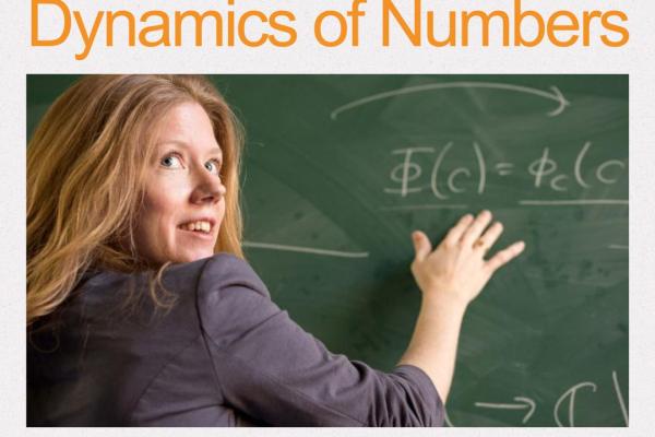 Podcast image with Holly Krieger at whiteboard, episode title and 'Maths on the Move, the podcast by Plus.maths.org'