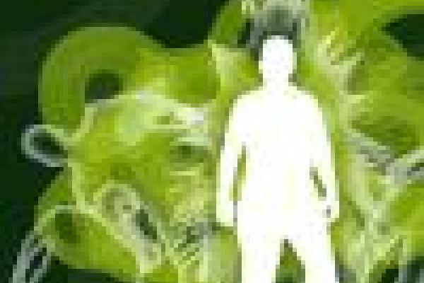 White silhouette against green