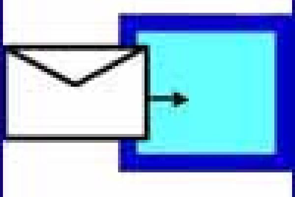 Email symbol going into a blue box