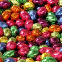 Colourfully wrapped Easter eggs