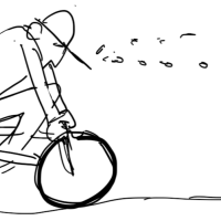 Fly flying between two cyclists