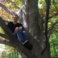 Jeremy Hahn in a tree