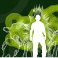 White silhouette against green