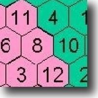 Green and pink numbers in hexagons